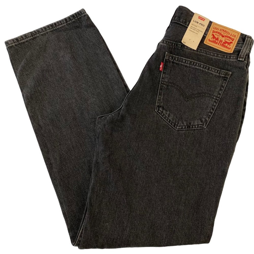 Levi's Low Pro Black Straight Leg Denim Blue Jeans 100% Cotton Sizes 29 31 32